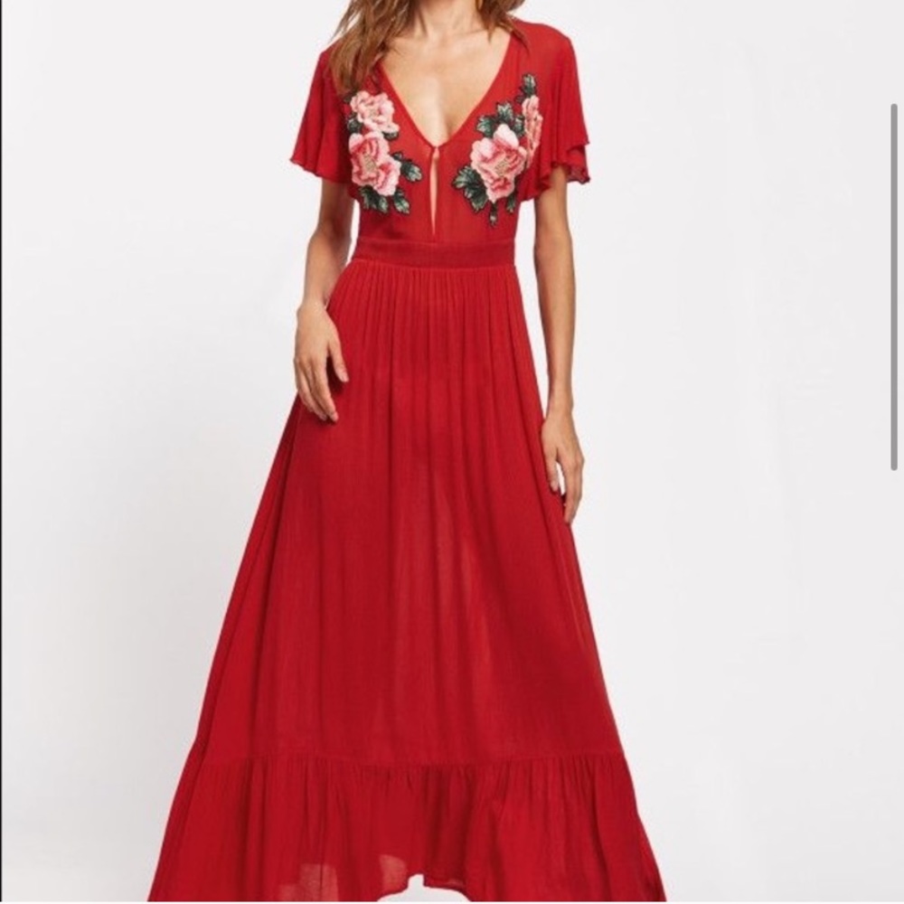 Shein floral patch maxi dress